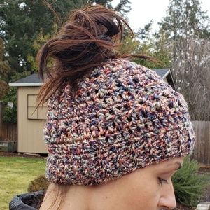 Messy bun beanie